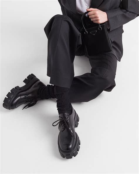 prada black monolith shoes|Prada monolith boots outfit.